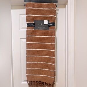 NICOLE MILLER HOME Decorative Striped Throw Blanket With Fringe - Brown/White